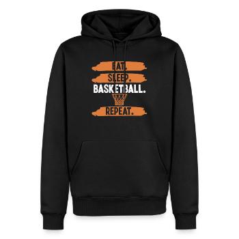 eat sleep basketball repeat - Sweat à capuche Premium bio Homme - noir - Devant - Nico (187cm)