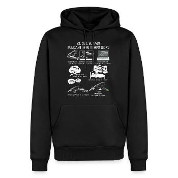 La truite du pêcheur, cadeau pêche - Sweat à capuche Premium bio Homme - noir - Devant - Nico (187cm)
