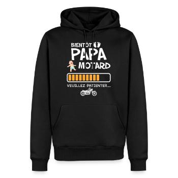 Bientôt papa motard - Sweat à capuche Premium bio Homme - noir - Devant - Nico (187cm)