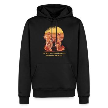 Rétro Sunset Papa et fille à moto - Sweat à capuche Premium bio Homme - noir - Devant - Nico (187cm)