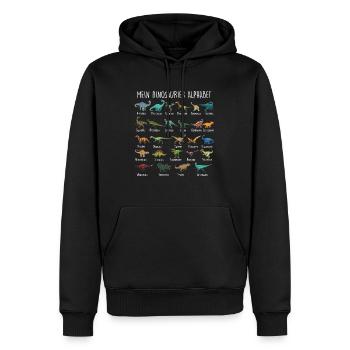 Jungs Dinosaurier Alphabet mit Dino Arten Kinder - Männer Premium Bio Hoodie - Schwarz - Vorne - Nico (187cm)