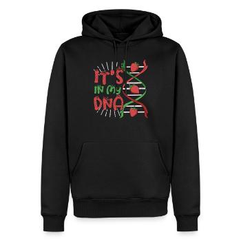 Fraise été ITS DANS MY DNA vegan biologie nerd - Sweat à capuche Premium bio Homme - noir - Devant - Nico (187cm)