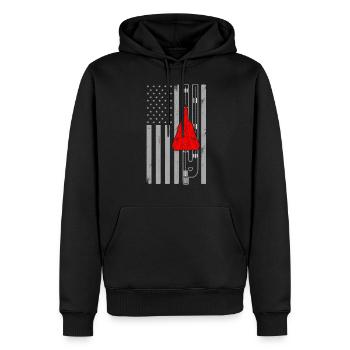 F14 Tomcat Kampfjet American Flag Runway F14 - Männer Premium Bio Hoodie - Schwarz - Vorne - Nico (187cm)