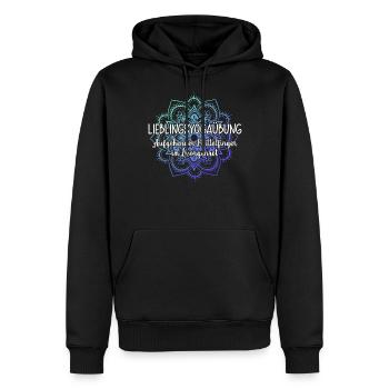Aufgehender Mittelfinger im Morgenrot Yoga Mandala - Männer Premium Bio Hoodie - Schwarz - Vorne - Nico (187cm)