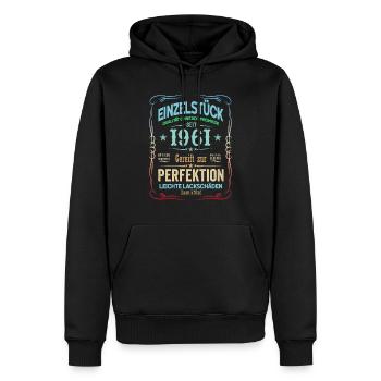 60. Geburtstag 60 Jahre 1961 Geschenk Mann Frau - Männer Premium Bio Hoodie - Schwarz - Vorne - Nico (187cm)