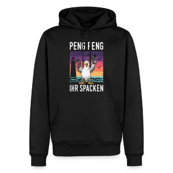 Moin Lübeck Moin Oldenburg Moin Hamburg Rostock - Männer Premium Bio Hoodie - Schwarz - Vorne - Nico (187cm)