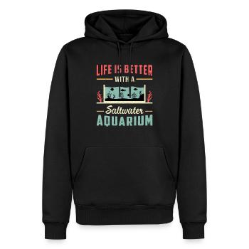 Eau salée Aquarium Aquaristique Aquaristique Cadeau - Sweat à capuche Premium bio Homme - noir - Devant - Nico (187cm)
