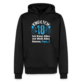 18 Geburtstag Junge Geschenk lustig 18. Ehrentag - Männer Premium Bio Hoodie - Schwarz - Vorne - Nico (187cm)