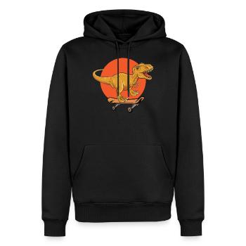T-Rex Dinosaurier Trex Dino Skateboard - Männer Premium Bio Hoodie - Schwarz - Vorne - Nico (187cm)