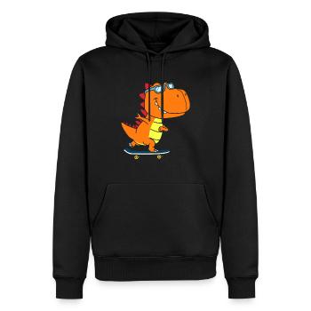T-Rex Dinosaurier Trex Dino Skateboard - Männer Premium Bio Hoodie - Schwarz - Vorne - Nico (187cm)