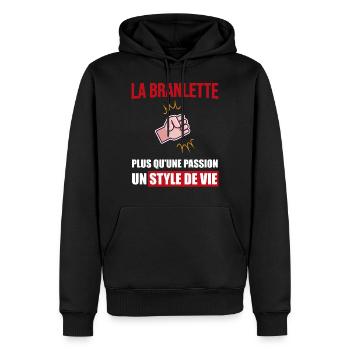branlette branleur passion style de vie beauf - Sweat à capuche Premium bio Homme - noir - Devant - Nico (187cm)