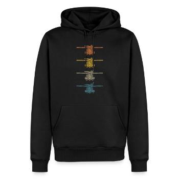 Retro Super Hengst schematischer CH53-Seestecker - Männer Premium Bio Hoodie - Schwarz - Vorne - Nico (187cm)