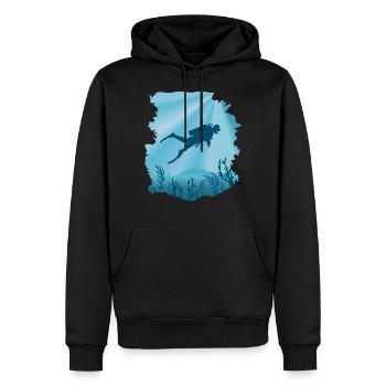 Taucher Unterwasser, Tauchen - Männer Premium Bio Hoodie - Schwarz - Vorne - Nico (187cm)