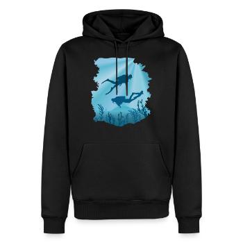 Plongeur sous-marin, plongée - Sweat à capuche Premium bio Homme - noir - Devant - Nico (187cm)