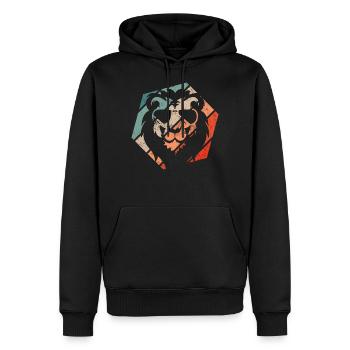 Lion Retro Style Vintage - Sweat à capuche Premium bio Homme - noir - Devant - Nico (187cm)