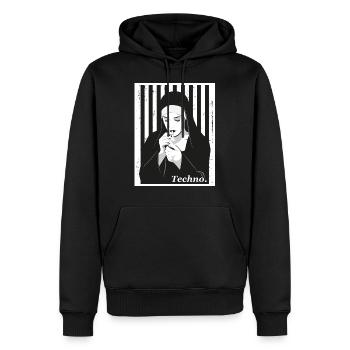 Speedcore Gabber Frenchcore Schranz Hardtekk Rave - Männer Premium Bio Hoodie - Schwarz - Vorne - Nico (187cm)