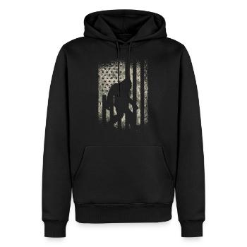 Bigfoot-W�ste Tan Camo American Flag Hide N Suchen - Männer Premium Bio Hoodie - Schwarz - Vorne - Nico (187cm)