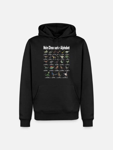 Mein Dinosaurier Alphabet Dino A-Z ABC T-Rex - Männer Premium Bio Hoodie - Schwarz