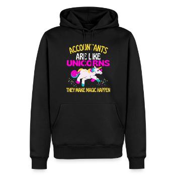 Comptable Licorne , Comptables Licorne magiques - Sweat à capuche Premium bio Homme - noir - Devant - Nico (187cm)