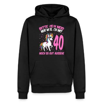 40. Geburtstag Geschenk Einhorn Frauen lustig - Männer Premium Bio Hoodie - Schwarz - Vorne - Nico (187cm)