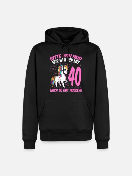 40. Geburtstag Geschenk Einhorn Frauen lustig - Männer Premium Bio Hoodie - Schwarz