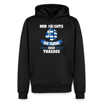 Mir reichts ich fliege nach Thassos - Männer Premium Bio Hoodie - Schwarz - Vorne - Nico (187cm)