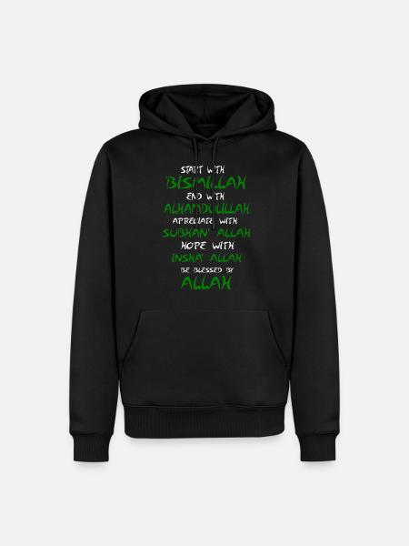 Muslim Koran Islam Allah Gott Gläubiger Spruch - Männer Premium Bio Hoodie - Schwarz
