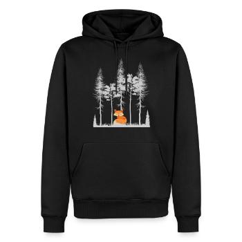 Doux renard dans la forêt Retro modèle arbre vintage forêt - Sweat à capuche Premium bio Homme - noir - Devant - Nico (187cm)