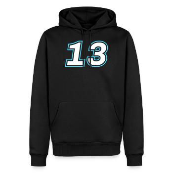13 symbole de nombre - Sweat à capuche Premium bio Homme - noir - Devant - Nico (187cm)