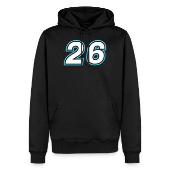 26 nombre symbole - Sweat à capuche Premium bio Homme - noir - Devant - Nico (187cm)