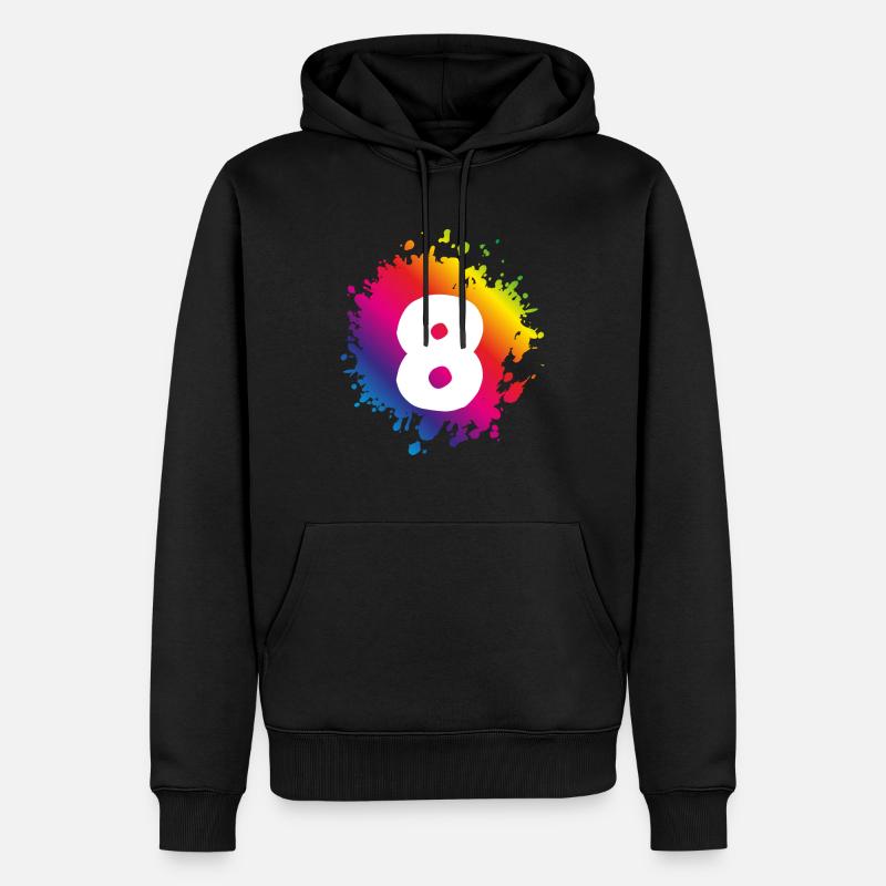 8 Zahl Klecks - Männer Premium Bio Hoodie - Schwarz