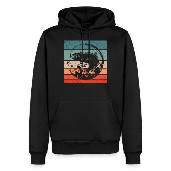 Pêche Retro Style Vintage - Sweat à capuche Premium bio Homme - noir - Devant - Nico (187cm)