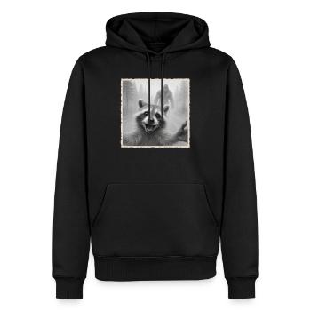 raton laveur, selfie, Bigfoot, drôle de raton laveur Photo - Sweat à capuche Premium bio Homme - noir - Devant - Nico (187cm)