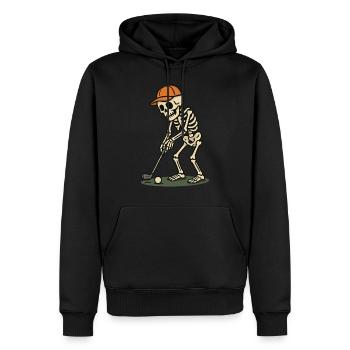 Halloween, Skelett, Golf, Halloween Party - Männer Premium Bio Hoodie - Schwarz - Vorne - Nico (187cm)