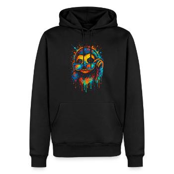 Faultier Bunt Pop Art Regenbogenfarben - Männer Premium Bio Hoodie - Schwarz - Vorne - Nico (187cm)