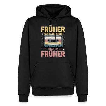 90er Jahre Outfit 80er Party 90s Motto Kassette - Männer Premium Bio Hoodie - Schwarz - Vorne - Nico (187cm)