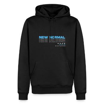 New Normal Urban Streetwear - Männer Premium Bio Hoodie - Schwarz - Vorne - Nico (187cm)