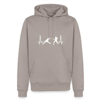 Heartbeat Lustiger Fecht-Sportkampf für einen - Männer Premium Bio Hoodie - Taupe - Vorne - Nico (187cm)