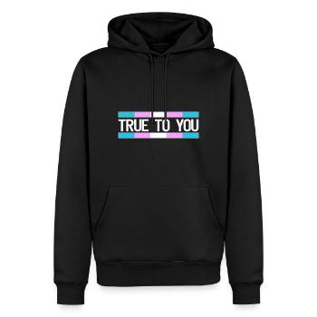 True to you - Transgender Queer LGBTIQ+ - Männer Premium Bio Hoodie - Schwarz - Vorne - Nico (187cm)