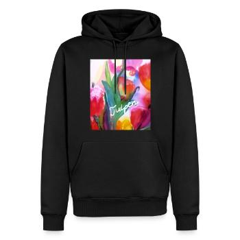EG Blumen I Tulpen I Aquarell I Gerecke I flowers - Männer Premium Bio Hoodie - Schwarz - Vorne - Nico (187cm)
