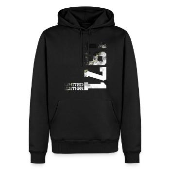 55E ANNIVERSAIRE ÉDITION LIMITÉE 1971 - Sweat à capuche Premium bio Homme - noir - Devant - Nico (187cm)