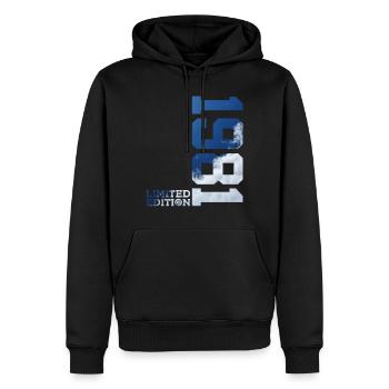 ÉDITION LIMITÉE 45E ANNIVERSAIRE 1981 - Sweat à capuche Premium bio Homme - noir - Devant - Nico (187cm)
