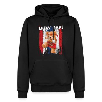 Teddybär Muay Thai Kämpfer - Männer Premium Bio Hoodie - Schwarz - Vorne - Nico (187cm)