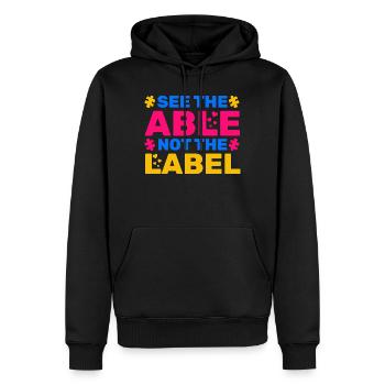 See The Able Not The Label - Men’s Premium Organic Hoodie - black - Front - Nico (187cm)