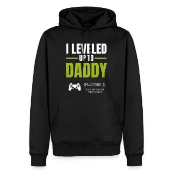 Level Up Daddy – Gamer Väter Design - Sweat à capuche Premium bio Homme - noir - Devant - Nico (187cm)
