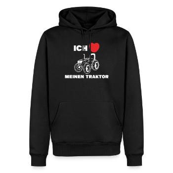 Herz Statement Ich Liebe Traktor Landmaschinen - Männer Premium Bio Hoodie - Schwarz - Vorne - Nico (187cm)