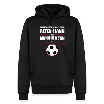 Alter Mann - München Fan | Retro Vintage Fußball - Männer Premium Bio Hoodie - Schwarz - Vorne - Nico (187cm)