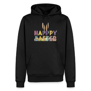 Conception de lapin de Pâques avec des lettres colorées - Sweat à capuche Premium bio Homme - noir - Devant - Nico (187cm)