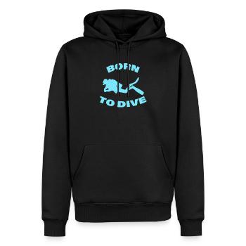 BORN TO DIVE - Männer Premium Bio Hoodie - Schwarz - Vorne - Nico (187cm)