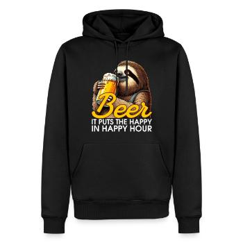 Happy Hour Bier Faultier Geschenk - Männer Premium Bio Hoodie - Schwarz - Vorne - Nico (187cm)